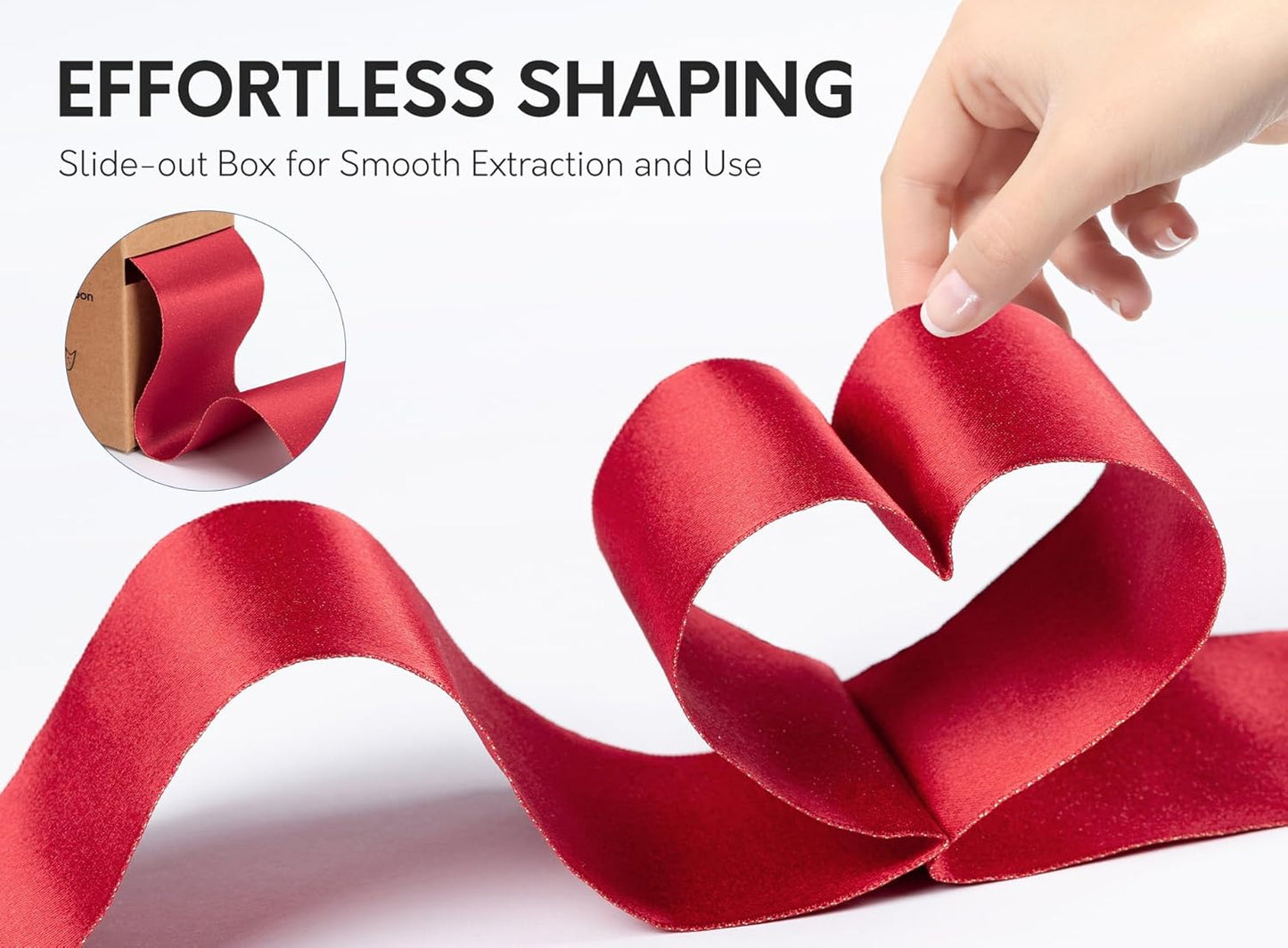 Christmas Ribbon Wired Red Satin Ribbons 2-1/2 Inch Double-Faced Gold Glitter for Tree Decoration, Wreath, Gift Wrapping, Home Decor 10 Yards