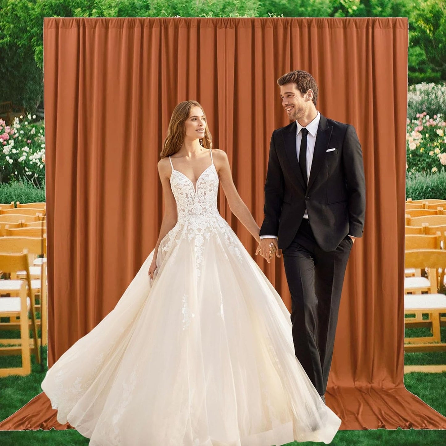 2 Panels Bronzer Backdrop Curtain, 10 x 7 Feet Background Curtains for Parties, Weddings, Baby Showers, Bachelorette Halloween, Christmas Birthday Party Photoshoot Backdrop Curtains Decorations