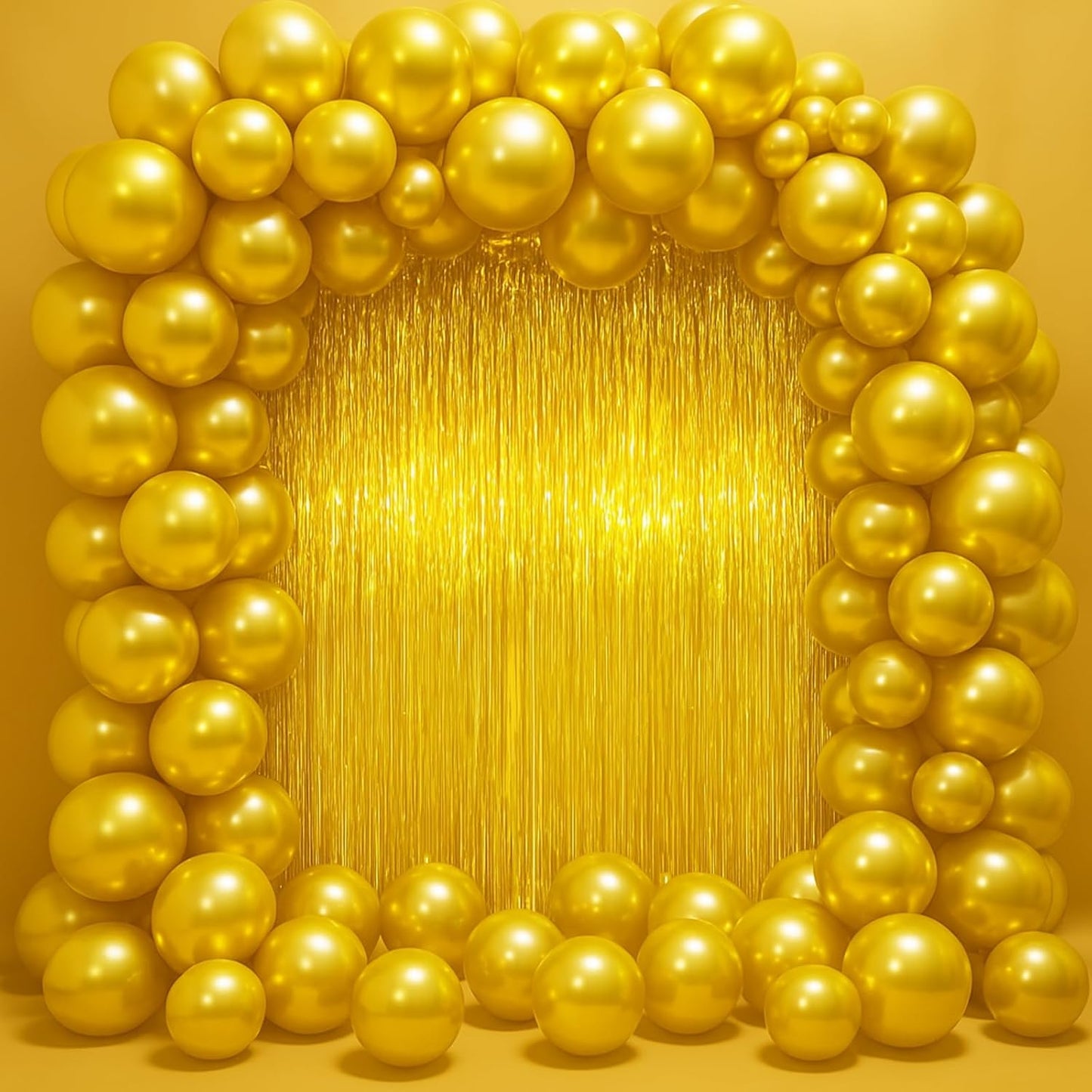 3 Pack 3.3 x 6.6 ft Gold Foil Fringe Backdrop Curtains, Tinsel Streamers Party Decorations, Fringe Backdrop for Birthday, Baby Shower, Gender Reveal, Graduation