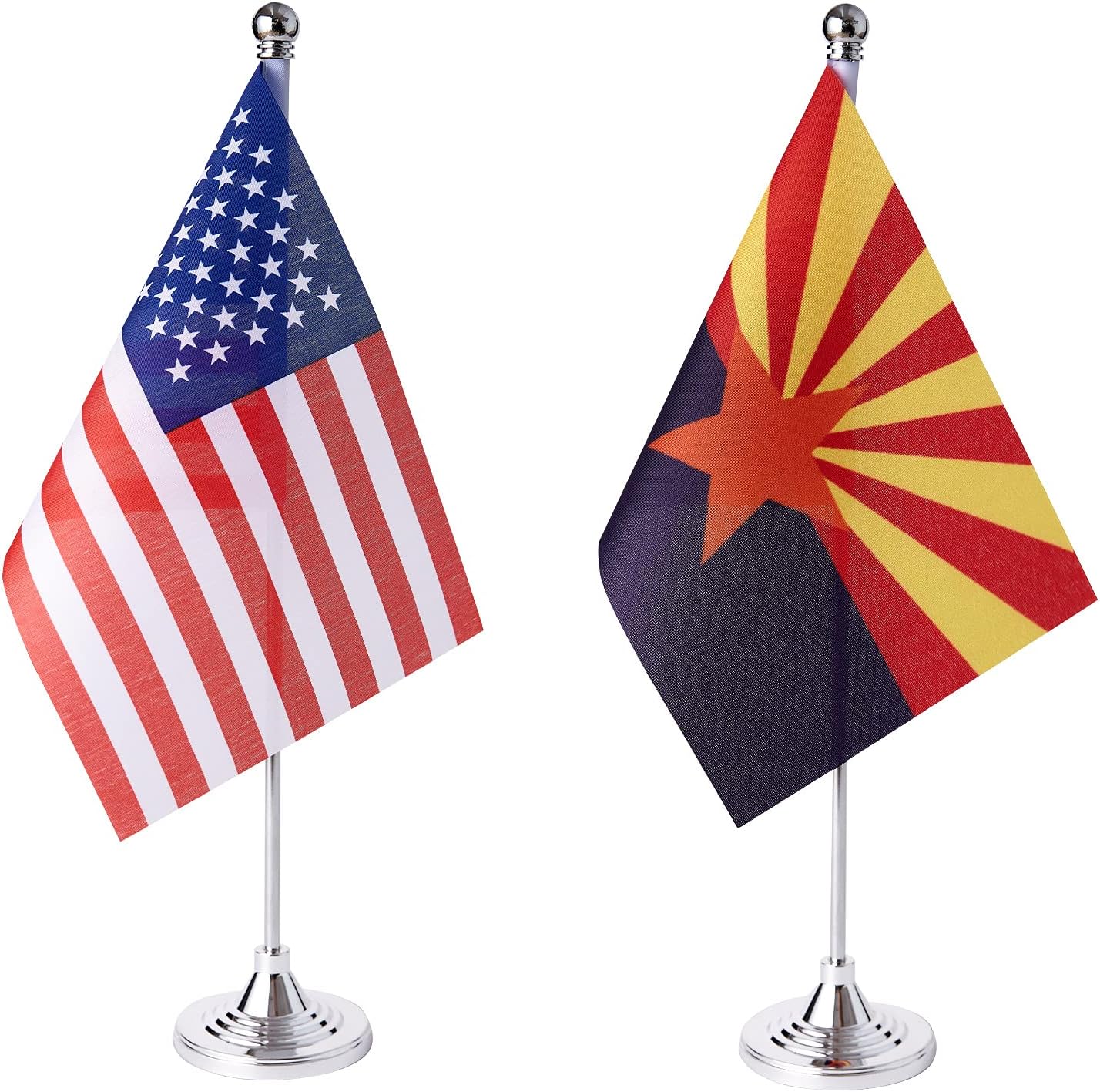 ZXvZYT 2 Pack American US Arizona flag USA Arizona AZ State table flag,Small Mini United States Desk Flags With Stand Base,for U.S. States Party Events Celebration Decorations Supplies