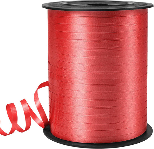 Red Curling Ribbon, 3/16" x 500 Yards, Polyester, Multi-purpose, Solid Red, Classic, For Special Occasions
