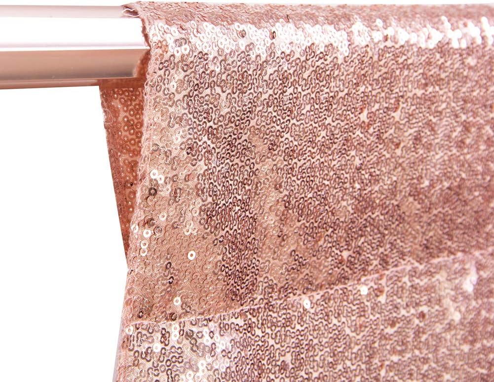 SquarePie Sequin Backdrop Curtain Not See Through Background for Wedding Party 7FT x 7FT Rose Gold