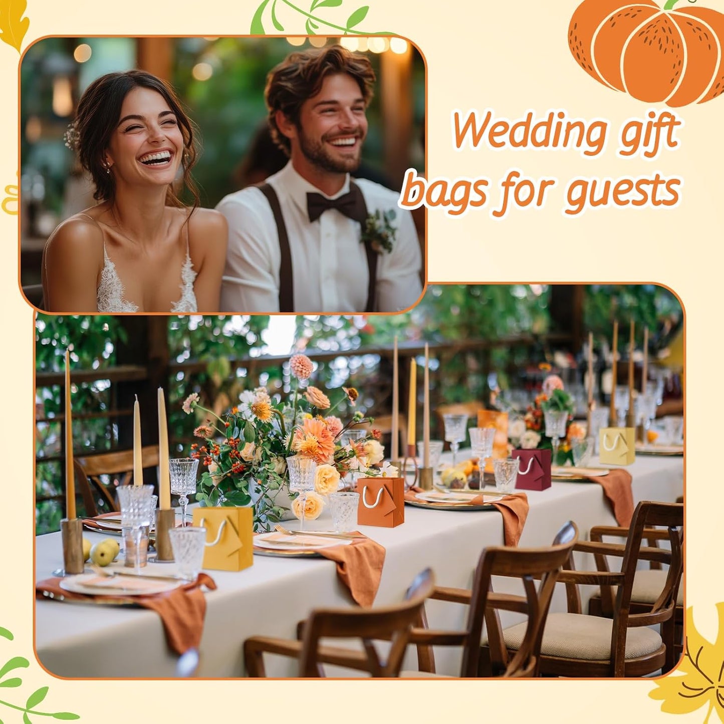 Sherr 100 Pcs Mini Gift Bags Bulk, 4 x 2.75 x 4.5 Inches Paper Bags with Tags, Extra Small Paper Gift Boxes with Handles for Birthday, Party Favors, Weddings, Small Business (Fall Color)