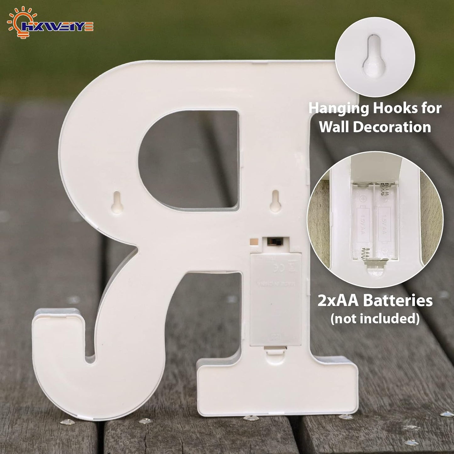 HXWEIYE LED Marquee Letters Lights Sign R, 26 Alphabet Light Up Letter and Number 0-9 Number Warm White Led Letters for Bar Party Birthday Home Wedding Décor