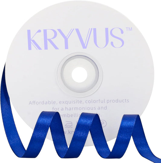 Royal Blue Satin Ribbon 3/8 inch X Continuous 50 Yards, Single Face Polyester Ribbon Perfect for Gift Wrapping, Flower Bouquet, Wedding Decor, Crafts, Bow Making, Sewing and More