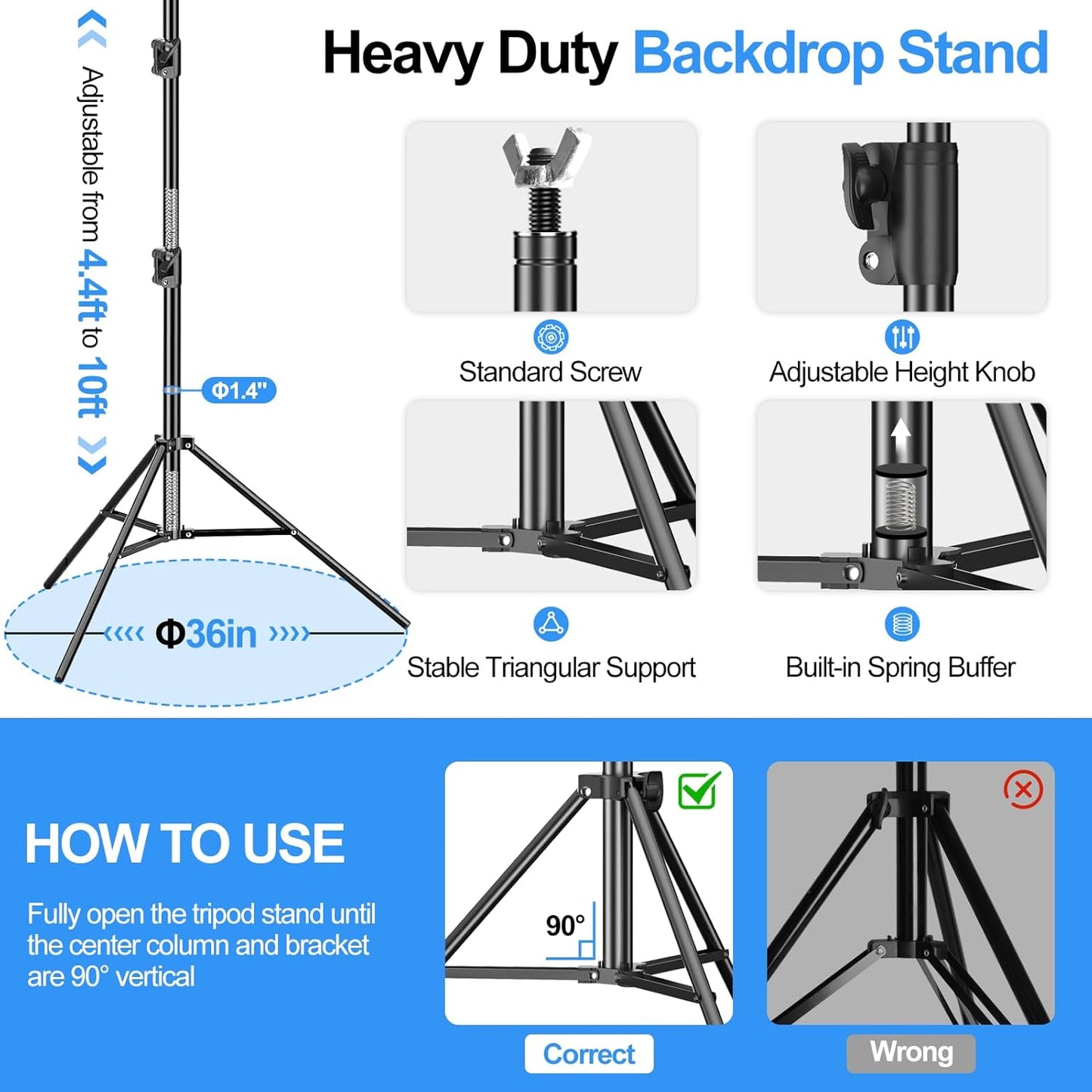 FUDESY 10x20ft Backdrop Stand Heavy Duty Adjustable Photography Background Support System with Angle Rotatable Connector, Spring Clamps, Sandbags, Ring Clips, Carry Bag for Photo Video Studio, Wedding