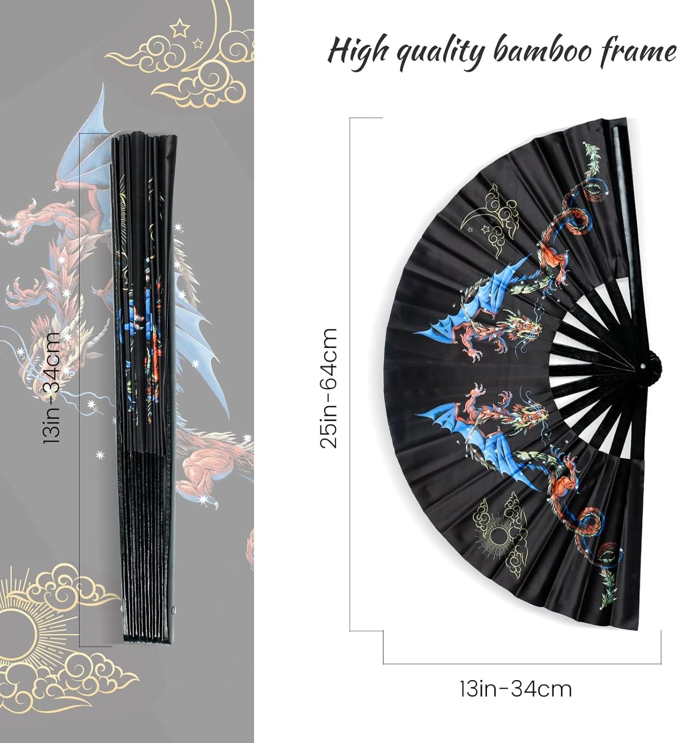 SYNTECSO Folding Hand Fan for Rave, Boots on The Ground Fan, Large Folding Fan for Drag Queen, Women and Men，Clacking Fans for Line Dancing，Parties, Music Festivals, EDM and Decoration