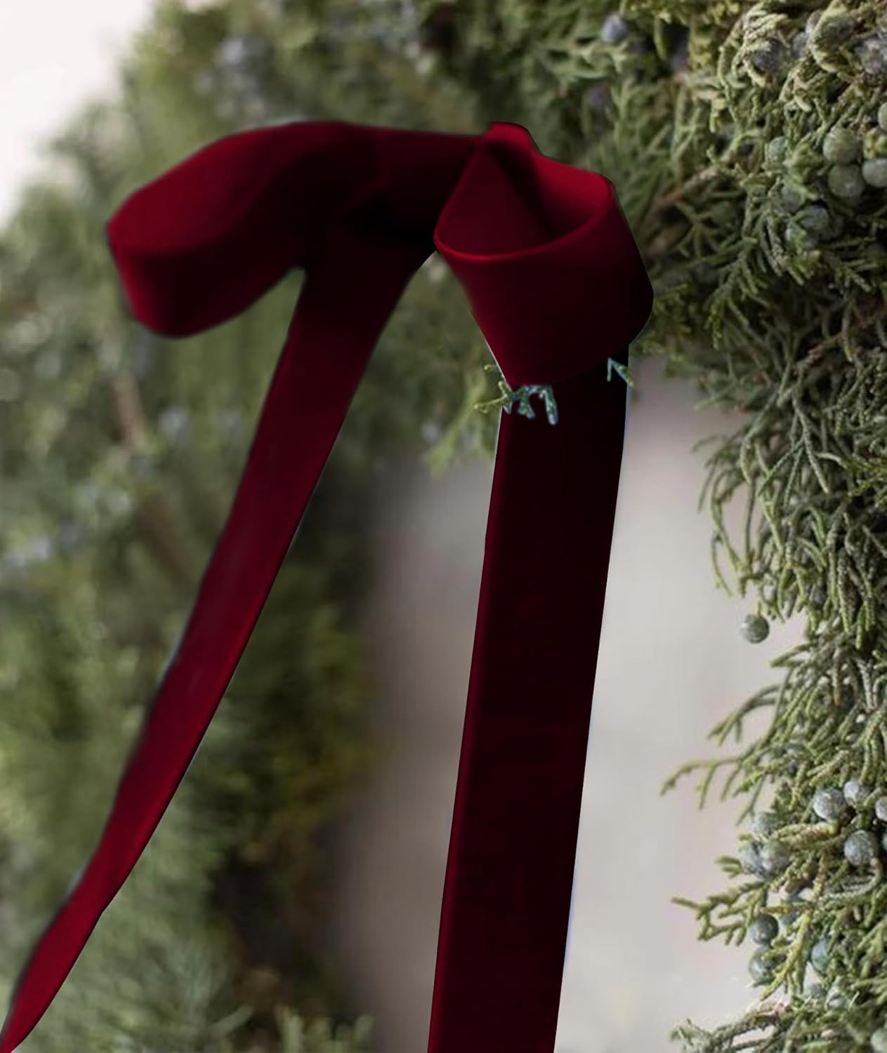 Burgundy Velvet Ribbon 1.5'' 25 Yards for Christmas Tree, Gift Wrapping, Flower Bouquet, Wreath Decorations, Bow Making
