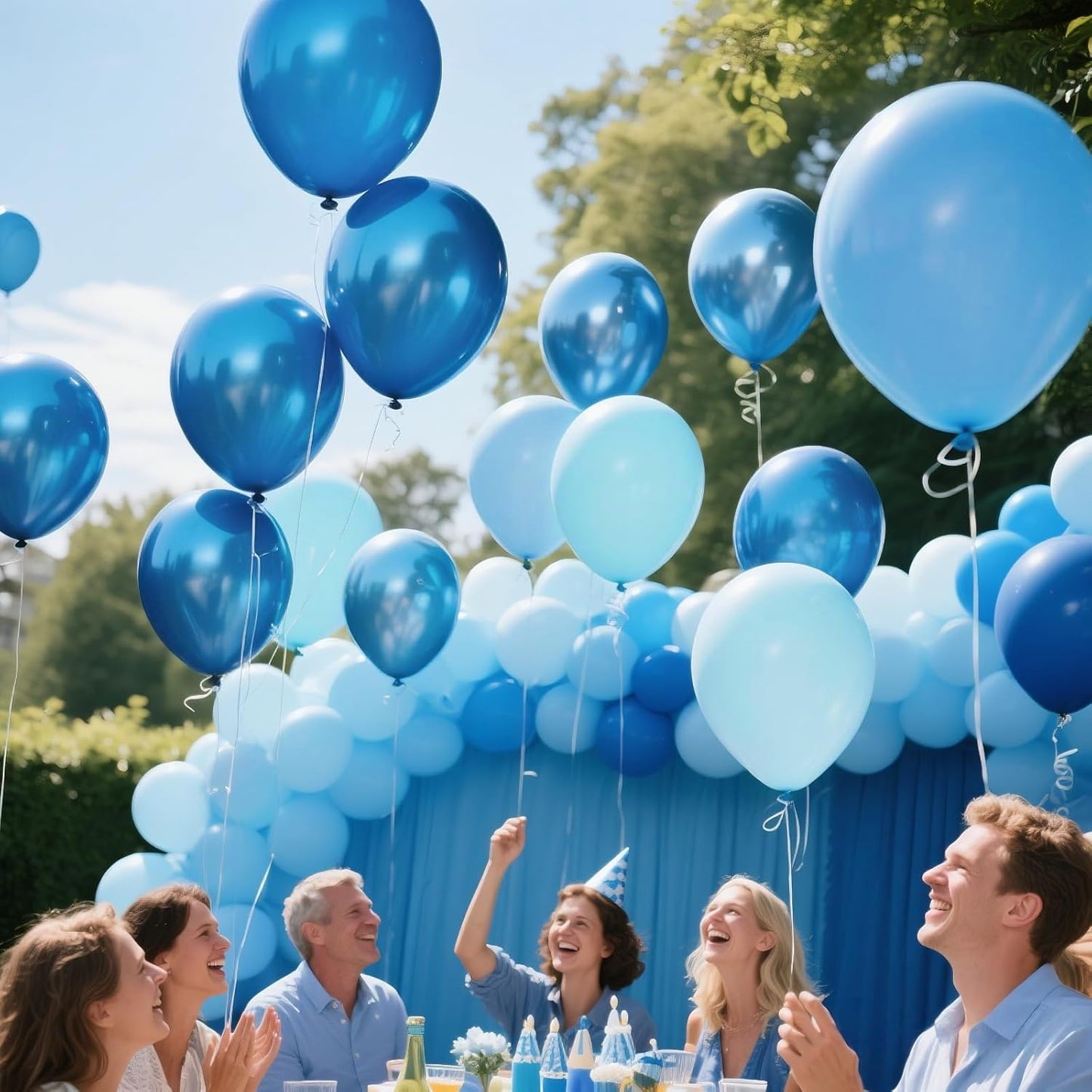 Netnology Blue Balloons Set, 60Pcs 12 Inch Macaron Blue, Light Blue,Navy Blue,Metallic Blue Balloon Kit for Boy Birthday, Baby Shower, Bridal Shower, Wedding,Graduation Party Decorations