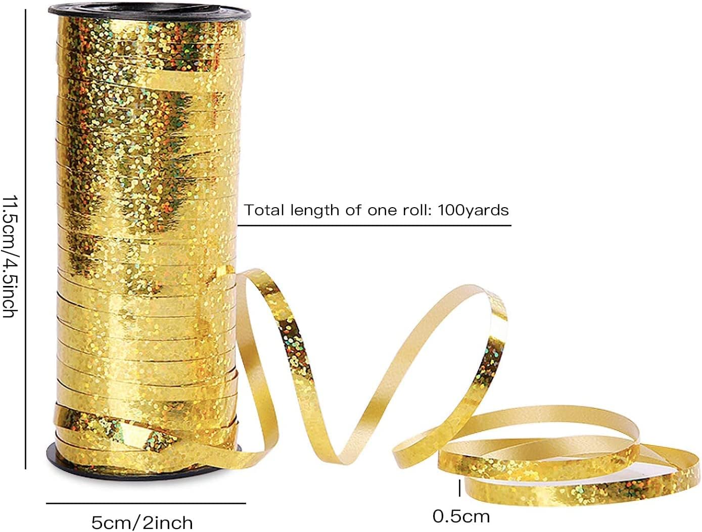 7 Pack Curling Ribbon, Crimped Curling Ribbon Metallic Balloon Ribbons Gift Wrap Ribbons Balloon String Shiny Wrapping for Crafts, Christmas, Birthday, Wedding, Party Decoration (Glittered)