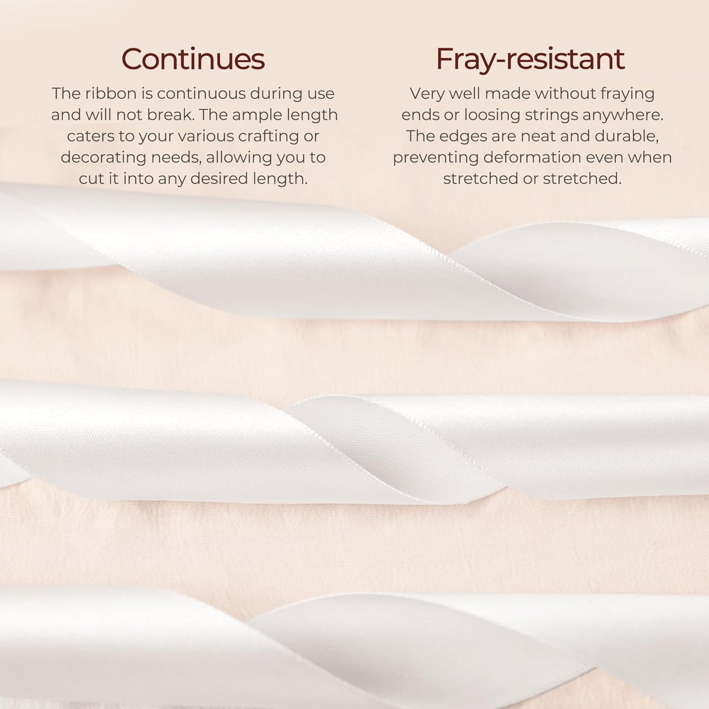 White Satin Ribbon 1 inch X Continuous 100 Yards, Single Face Polyester Ribbon Perfect for Gift Wrapping, Flower Bouquet, Wedding Decor, Crafts, Bow Making, Sewing and More