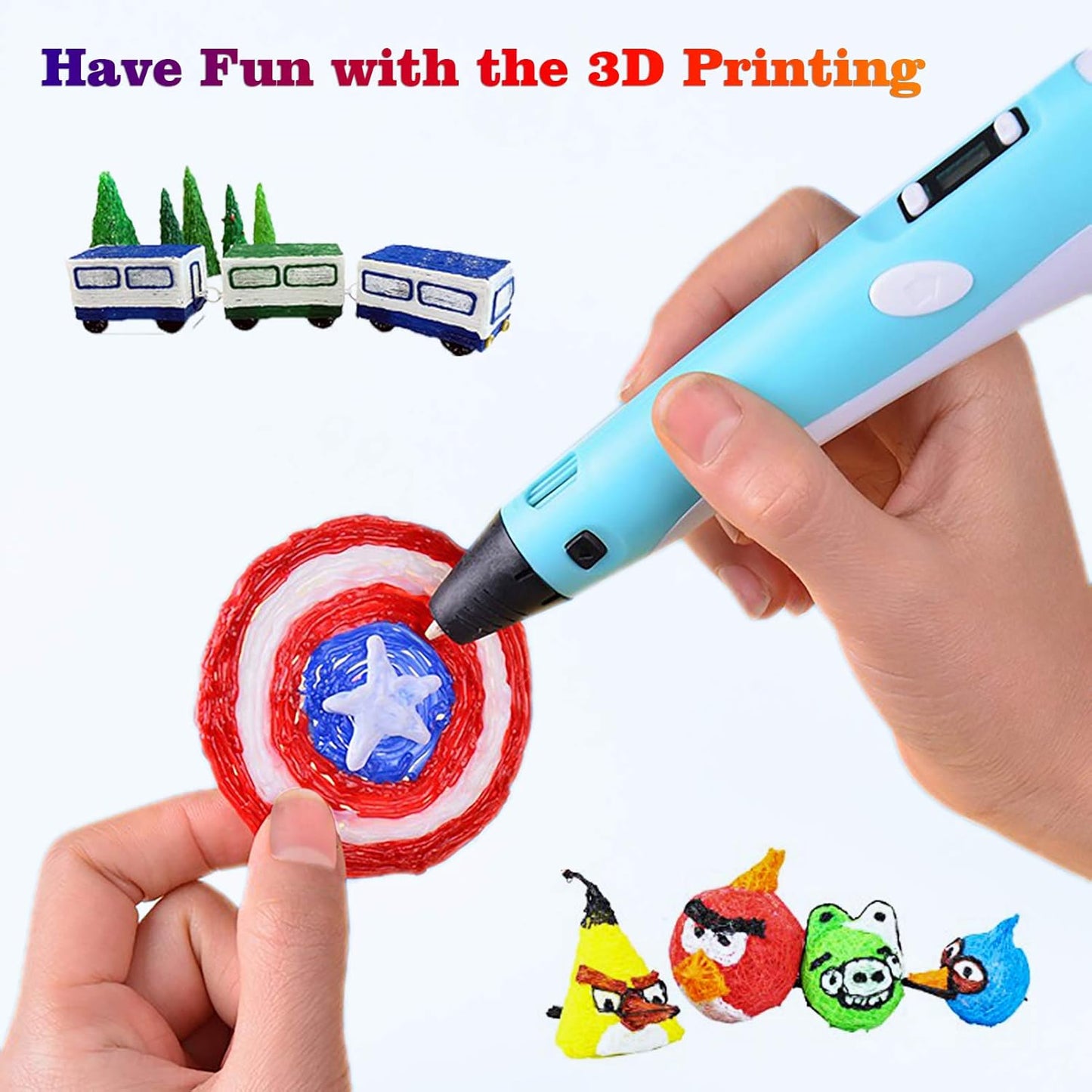 3D Pen Filament 400 Feet 20 Colors, dikale 3D Printing Pen Refills PLA Bonus 250 Stencil eBook, 3D Printer Pen Filament 1.75mm Smooth Printing