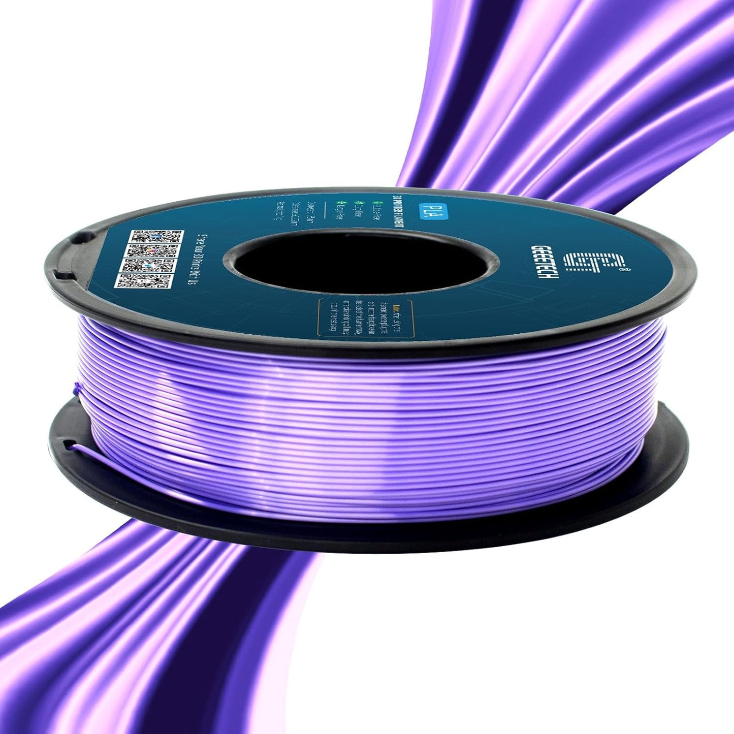 Geeetech Purple Silk PLA Filament 1.75mm for 3D Printer, Metal-Like Shiny 3D Filament 1kg (2.2lbs) 1 Spool, Dimensional Accuracy +/- 0.02 mm, Metallic Purple