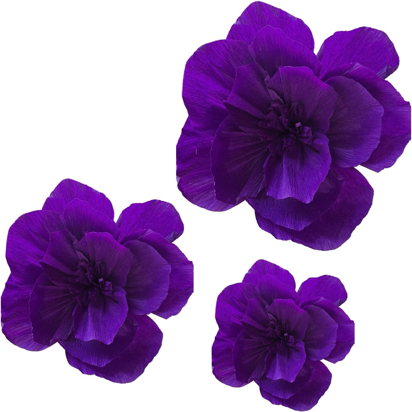BRT Bearingshui Crepe Paper Flowers Decoration for Wall Total 9 Pcs, Artificial Flowers Backdrop for Wedding Decor Baby Bridal Shower Birthday Party, Purple 3D Wall Flowers Decor