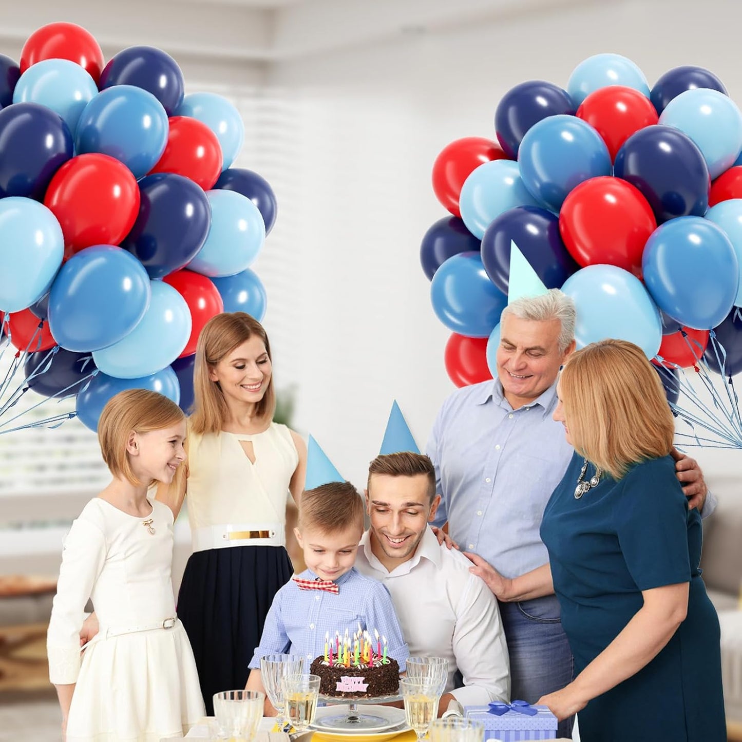 60pcs Red and Blue Balloons 12inch with Navy Slate Dusty Blue Red Balloons for Baby Shower Birthday Party Decorations