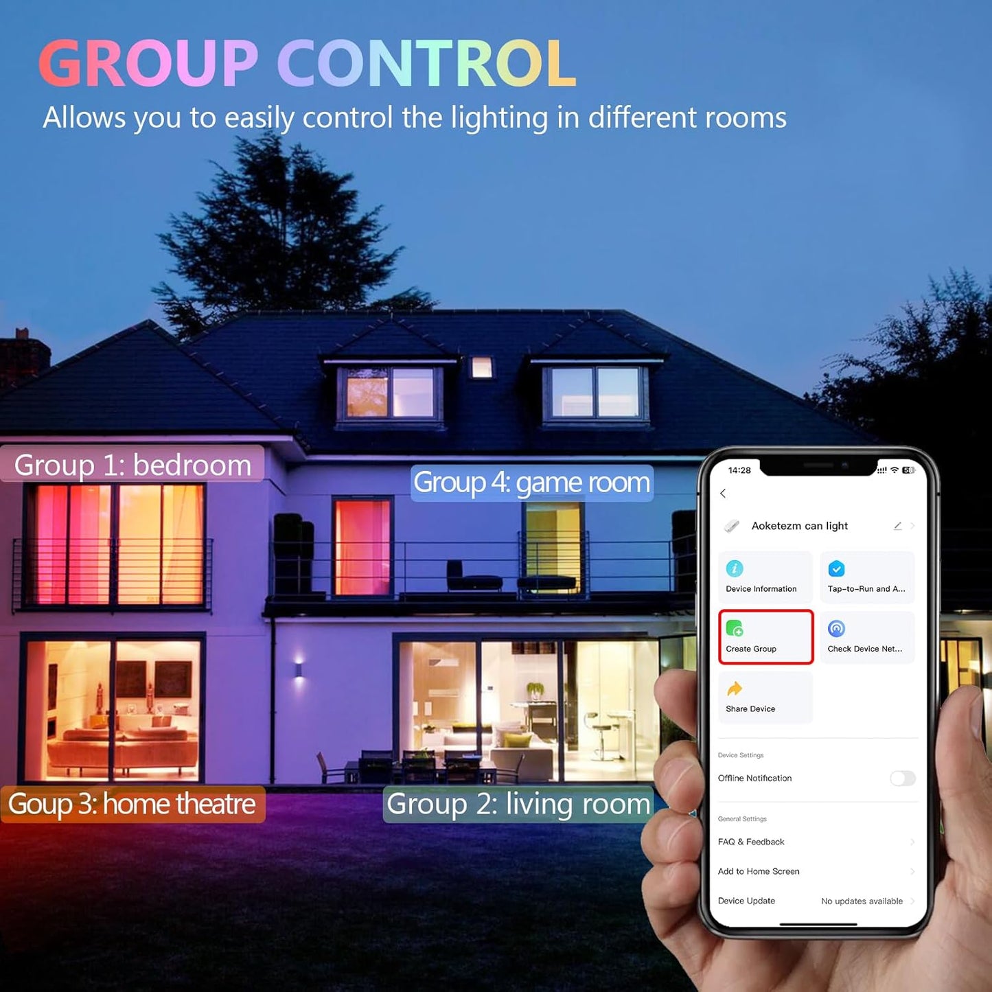 6 inch Smart LED Can Lights with Remote, RGB Color Changing LED Recessed Lighting, 13W 1050LM Bluetooth Baffle Trim Downlight, Compatible with Alexa, Google Home and Siri, 1 Pack