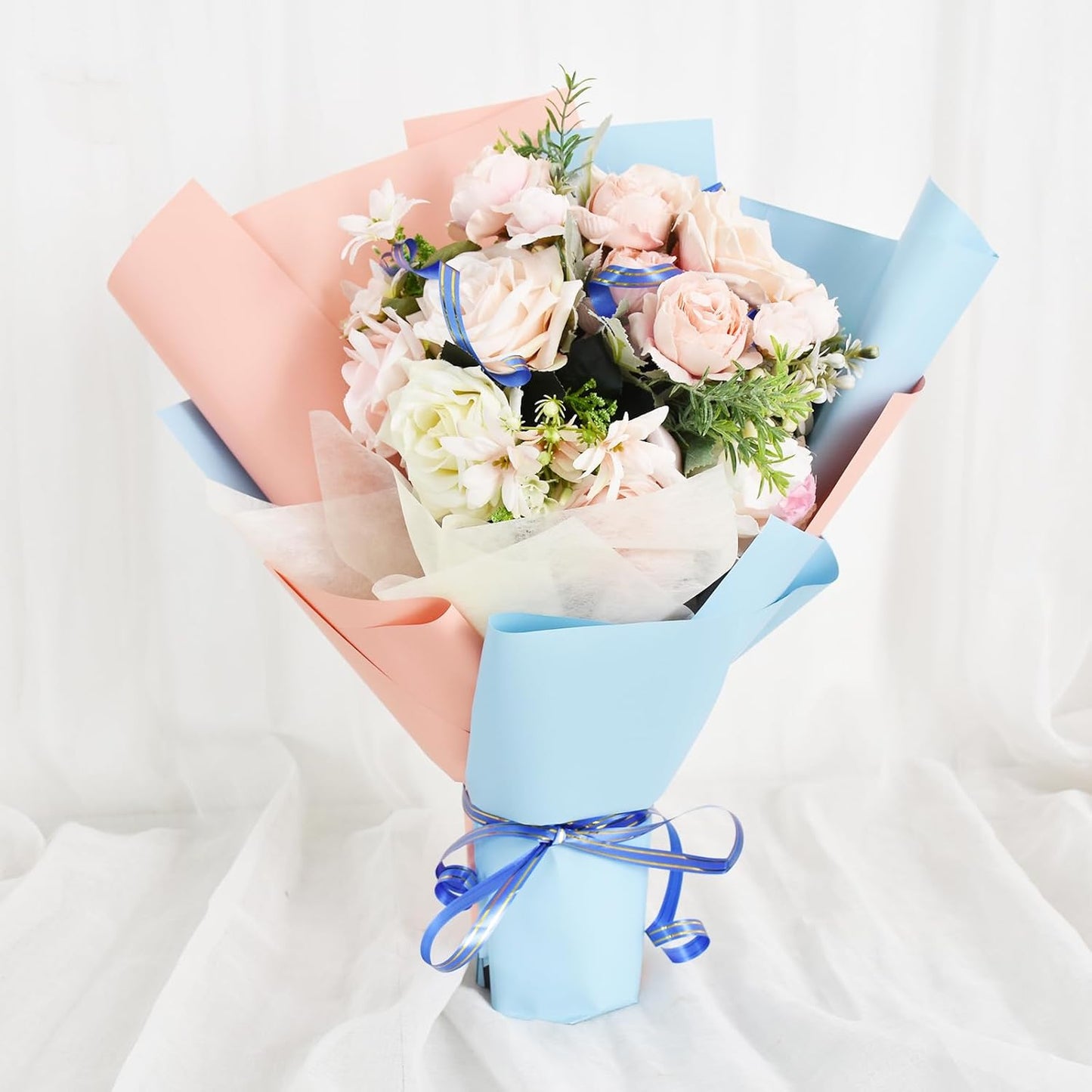 TONIFUL Curling Ribbon-Blue Gold Balloon Curling Ribbons-250 Yards Balloon String for DIY Decor,Gift Wrapping,Ribbons and Bows for Christmas New Year Birthday Gifts Graduation Supplies