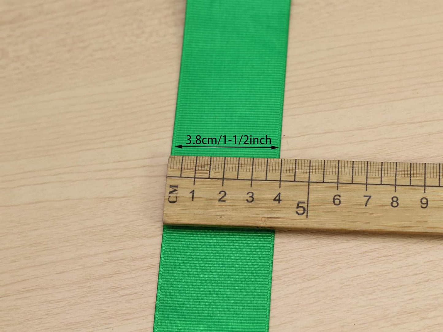 One Roll 50 Yards Soild Green Grosgrain Ribbon 1 1/2 inch Flower Bouquets Ribbons-1.5 inch Thick Gift Wrapping Ribbon-DIY Crafts Bow Hair Headband Accessories Ribbons #553(38mm)