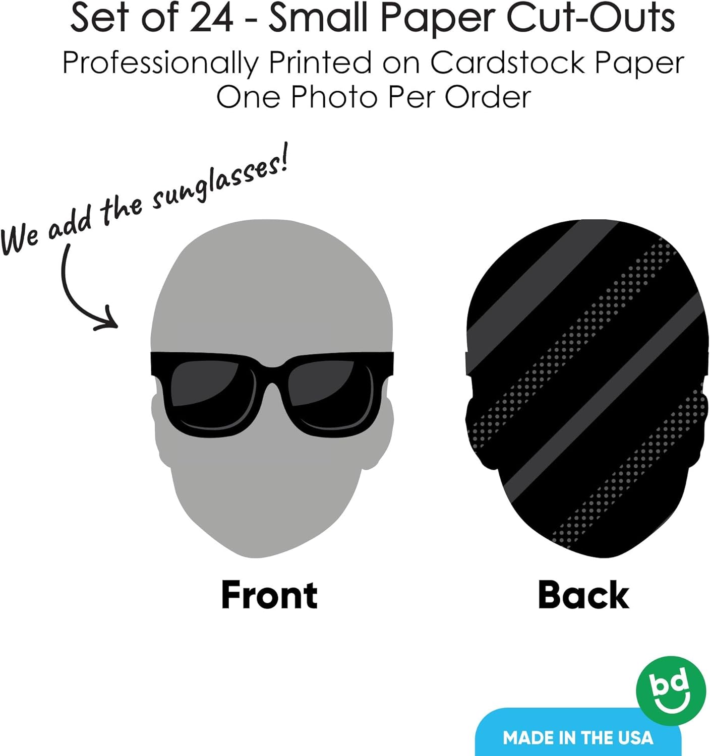 Big Dot of Happiness Custom Photo Sunglasses - Personalized Party DIY Shaped Fun Face Cut-Outs - 24 Count