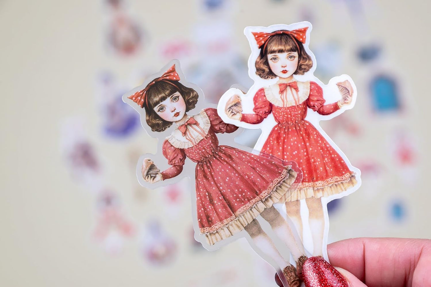 42 Pcs Another Alice Sticker Set with Collectible Tin Box – Vintage Inspired Scrapbooking Stickers for Journals, Planners, Cards, DIY Crafts, Collage, Decorative Stationery & Creative Projects