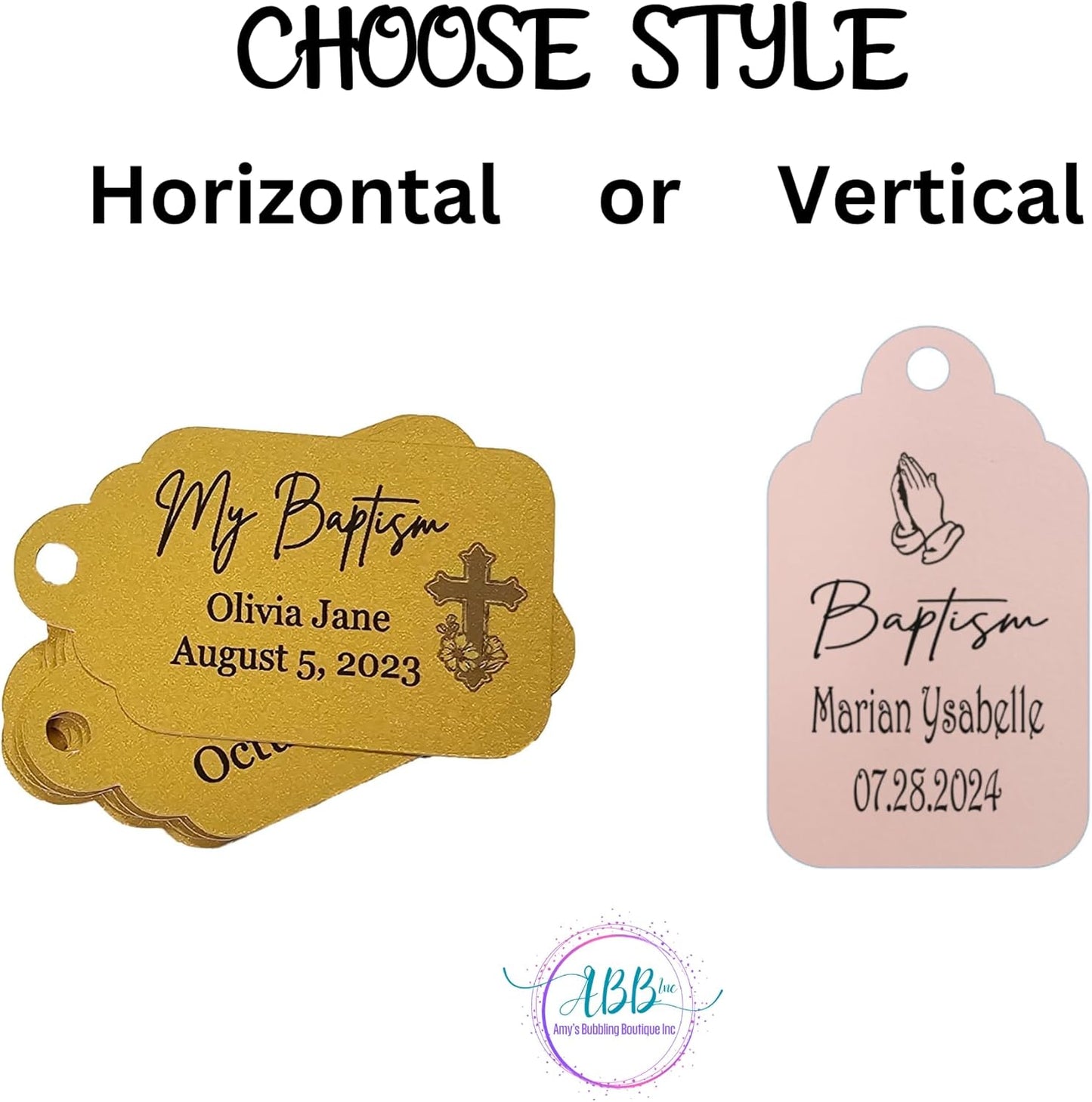 Mi Bautizo Baptism Christening Personalized Thank You Tags 20 pcs - More Colors Available (pink shimmer)