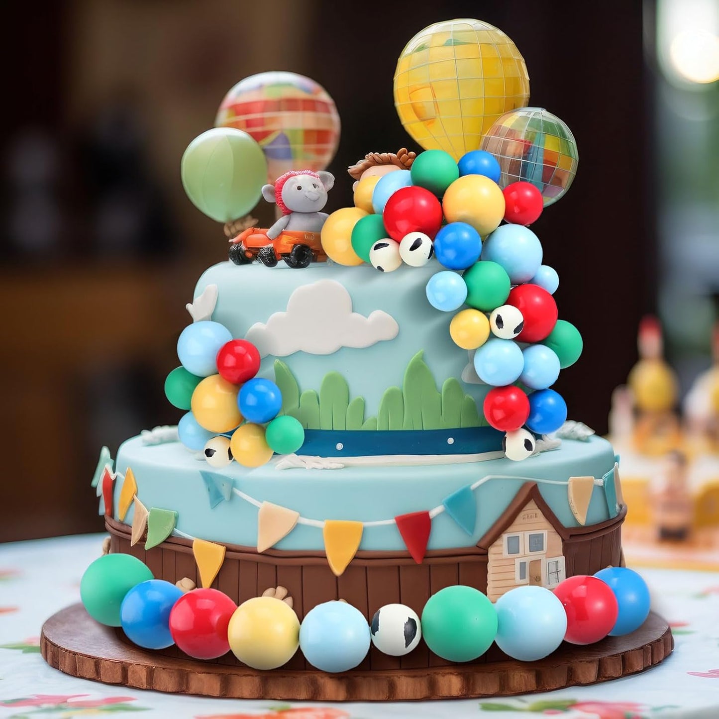 108 Pcs Balls Cake Topper DIY Cupcake Insert Foam Balloons for Cake Baking Wedding Anniversary Birthday Decoration(Green,Blue,Yellow,Red,Cow Color,Multi Sizes)