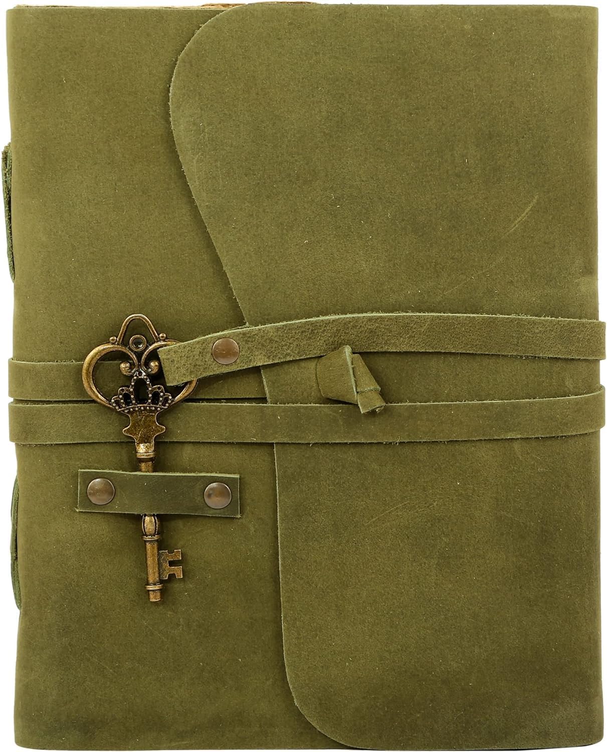 Leather Journal with Lined and Unlined Deckle Edge Paper 8x6 inch and Vintage Key | Handmade Writing Notebook Diary | Bound Daily Notepad for Men & Women Medium, Sketch/Writing pad for Artists