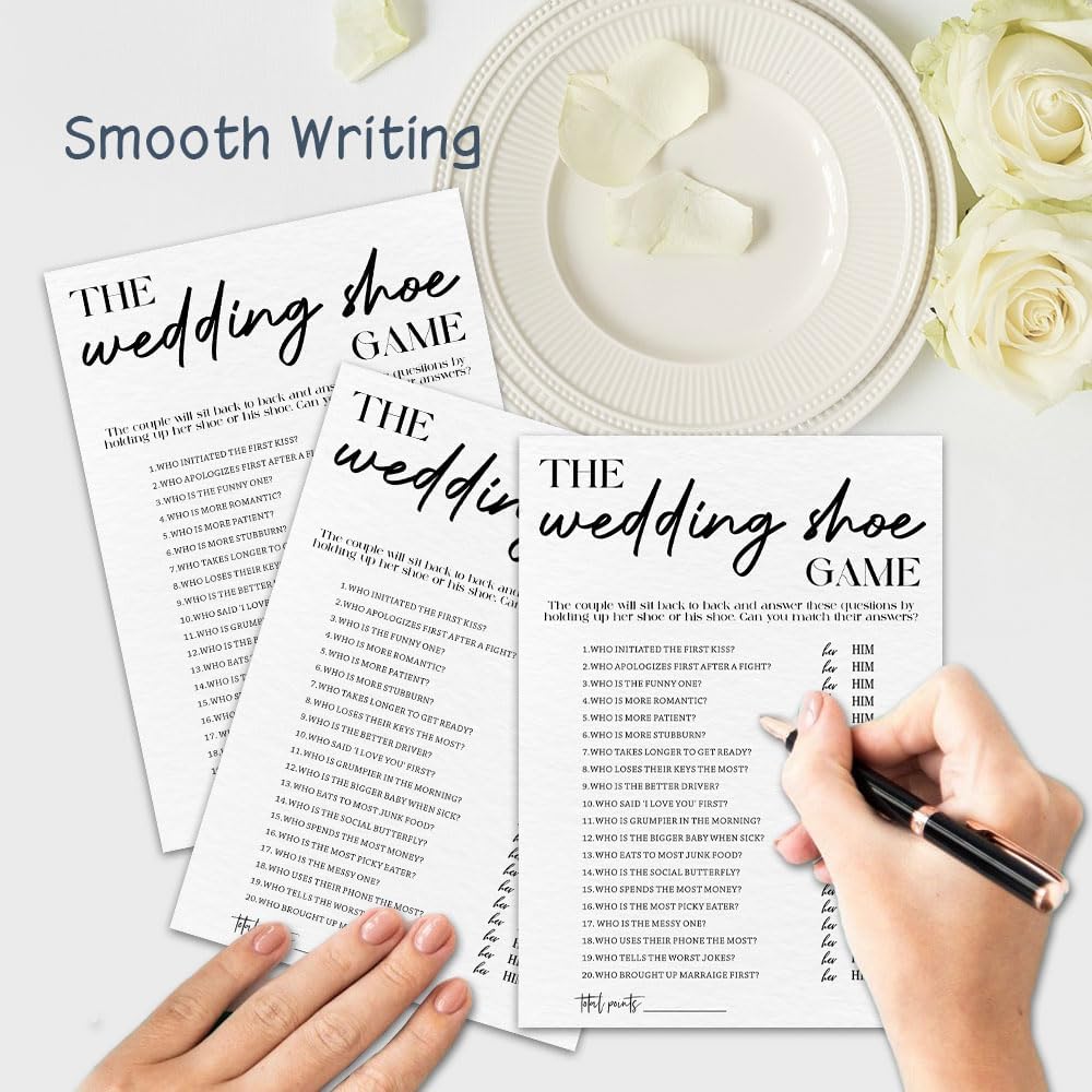 30 Minimalism Game Cards - Wedding Shoe Game - Bridal Shower, Engagement, Mr & Mrs, Newlyweds, Wedding Games, Party Activities & Supplies - B05 White