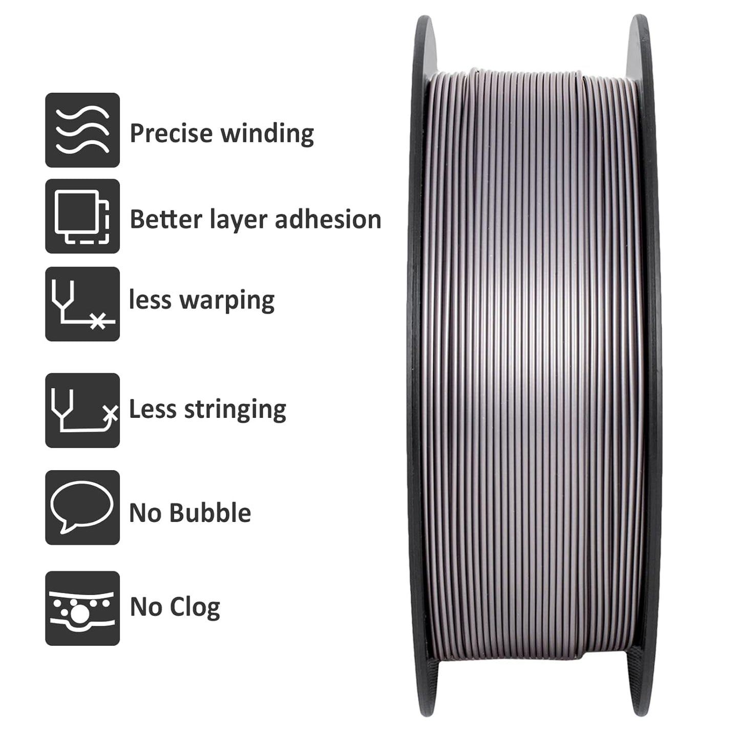 Geeetech Silver Filament, PLA Filament 1.75mm 1kg Spool (2.2lbs), Dimensional Accuracy +/- 0.02 mm, 3D Printing Filament Fit Most FDM Printer, New Silver