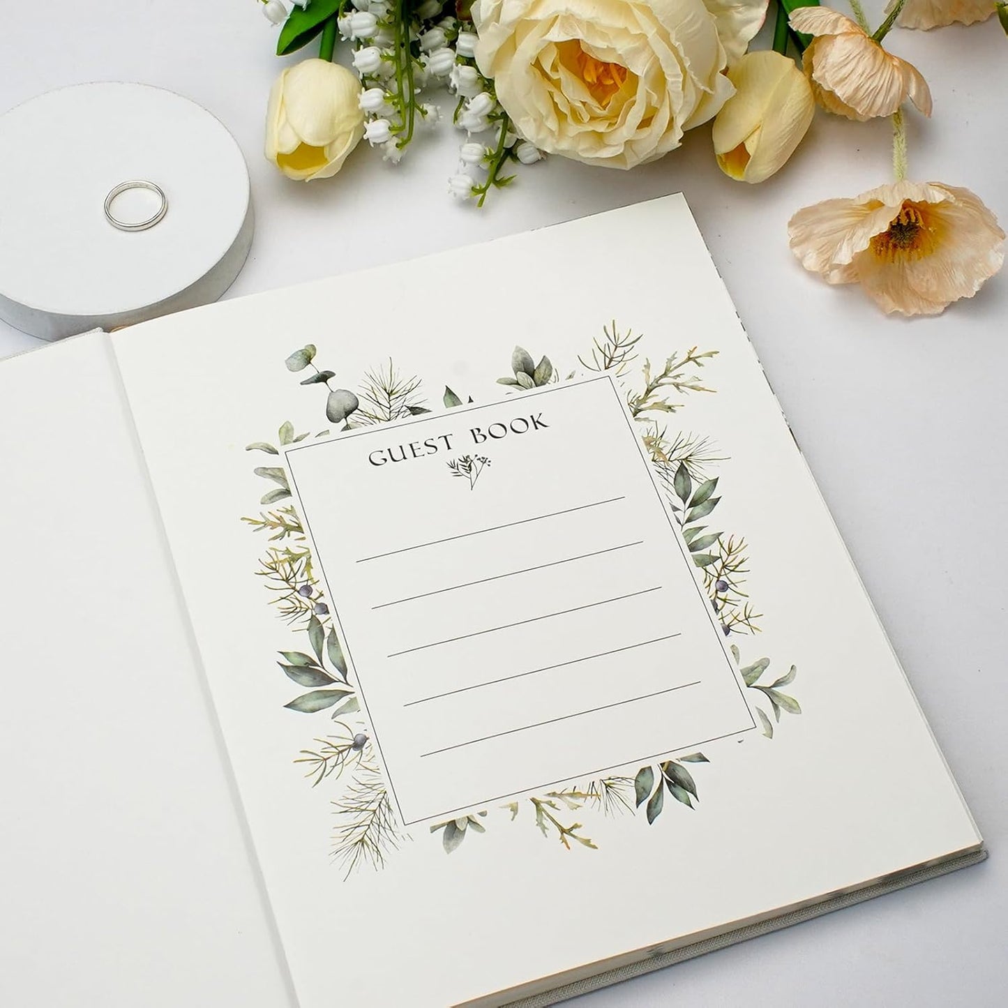 Vienrose Wedding Guest Book Polaroid Guest Book Photo GuestBook Sign in book Personalized Linen Cover 120 Pages Hardcover with Lined, Alternative Baby Shower, Party, Birthday (10" x 8" Traditional)