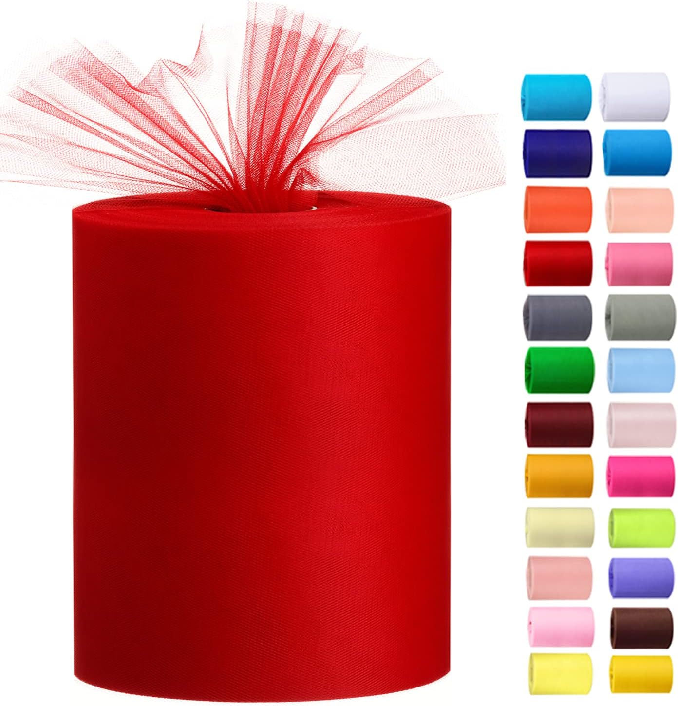 Tulle Rolls 6” by 100 Yards (300 feet) Tulle Roll Spool Fabric for DIY Tutu Skirts Wedding Baby Shower Crafts Decorations Party Supplies (Red)