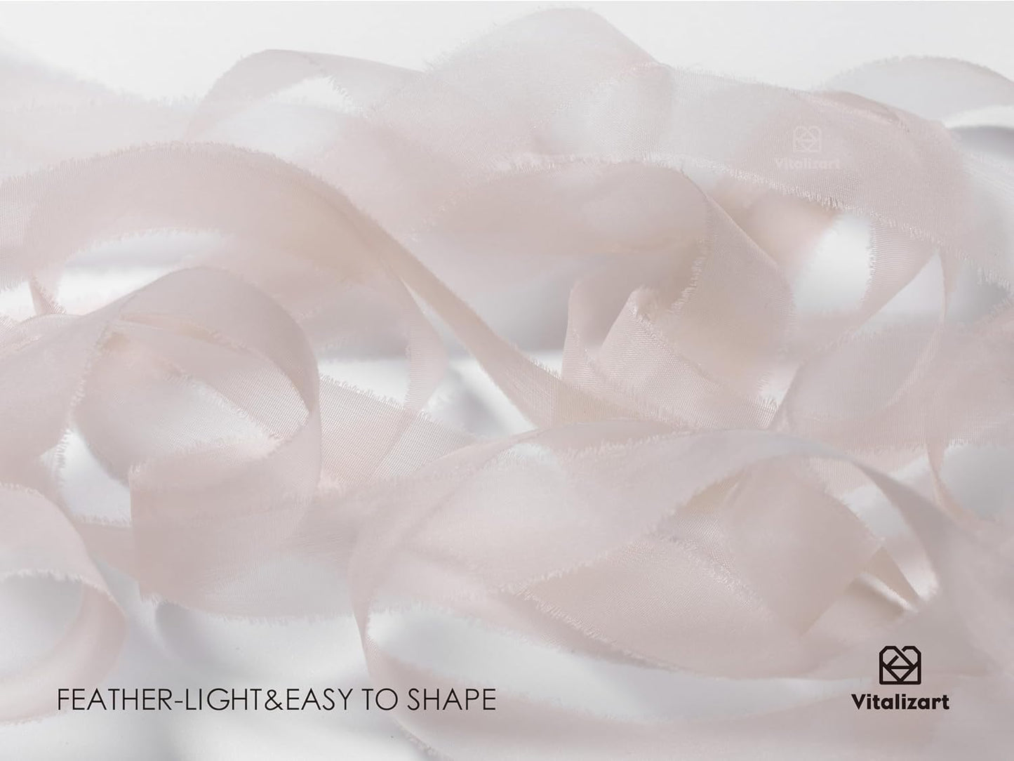 Vitalizart Pink Organza Ribbon Frayed Sheer Organza 3/8" Silk Like Ribbons for Valentines Day Gift Wrapping Craft Flower Bouquet Wedding Invitations Mesh Fabric Blush Light Pink 15 Yards