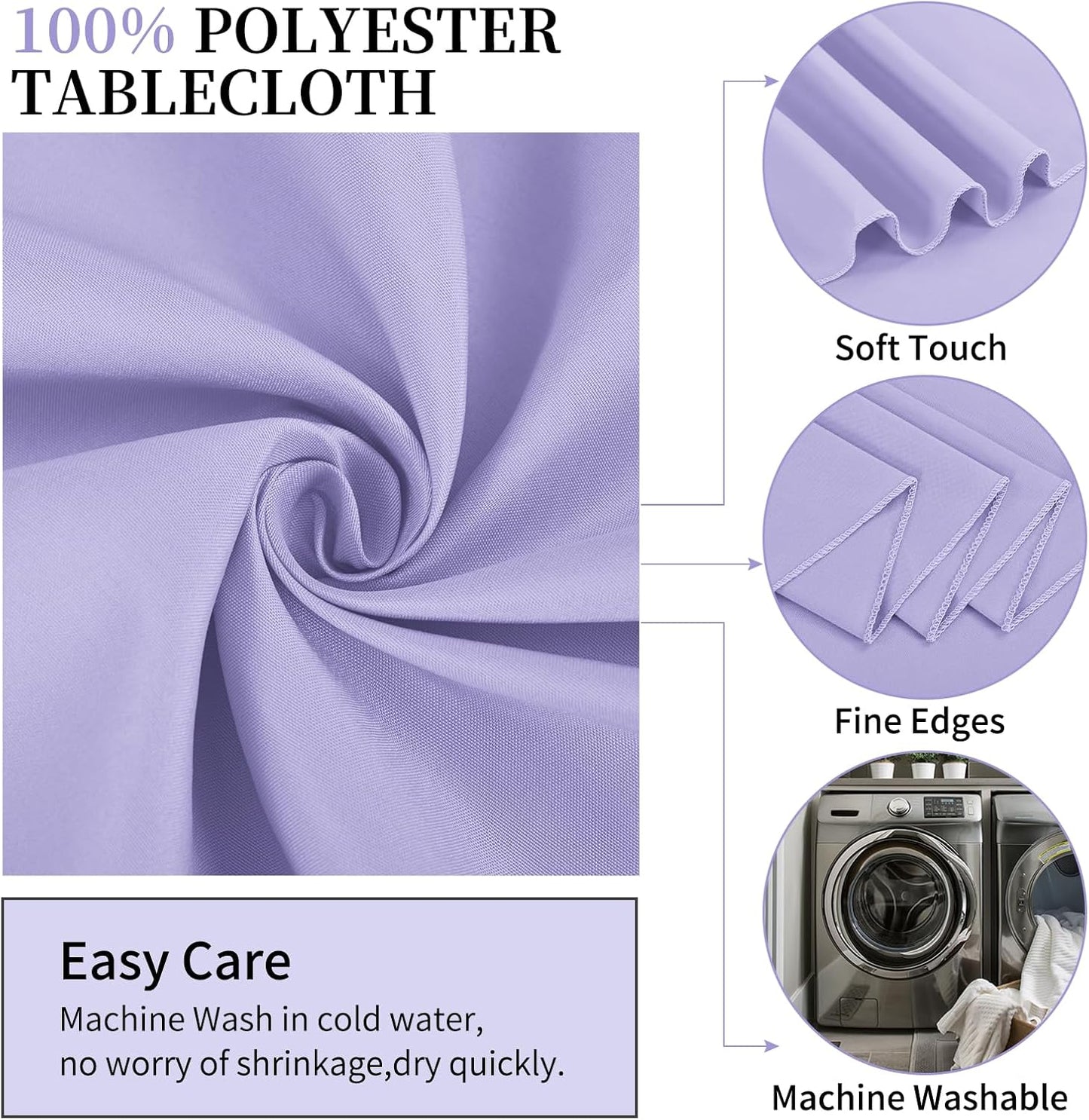 10 Pack Lavender Round Tablecloths - 120 Inch, Polyester Table Cover, Stain and Wrinkle Resistant Washable Fabric Table Cloth for Wedding Banquet Parties