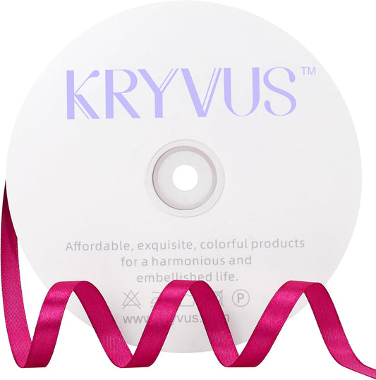 Rose Red Satin Ribbon 3/8 inch X Continuous 100 Yards, Single Face Polyester Ribbon Perfect for Gift Wrapping, Flower Bouquet, Wedding Decor, Crafts, Bow Making, Sewing and More