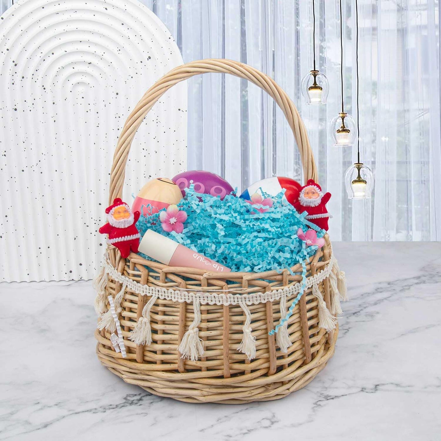 8.5oz Crinkle Paper Filler, Gift Baskets Gift Boxes Crafts Shredded Cut Paper Packaging Decorative Stuffing & Cushioning Confetti for Easter Birthday Wedding Party Favor Blue