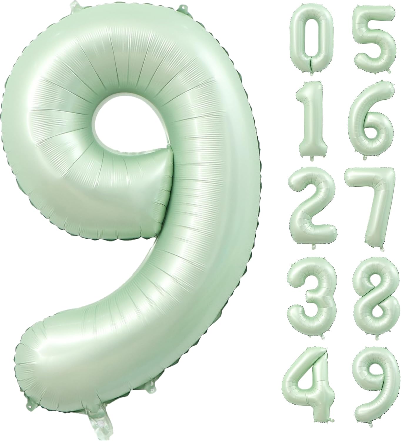 40 Inch Olive Green Number 9 Balloon Big Self Inflating Foil Number Balloons 0-9,Light green Digital 9 Helium Balloon for 9th 19th Girls Birthday Graduation Anniversary Party Decoration
