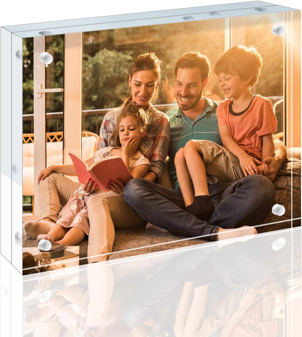 Egofine 5x7 Acrylic Frame, 20mm Thicker Frameless Clear Picture Frame, Double Sided Magnetic Picture Frame, Free Standing Desktop Display