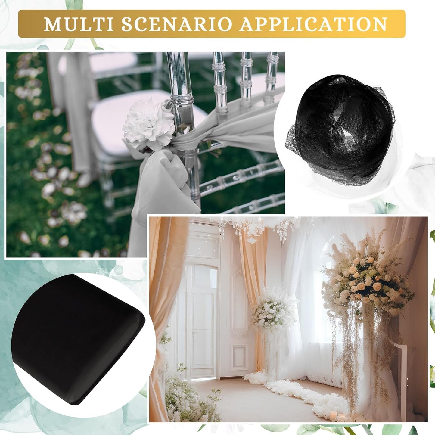 Timgle Tulle Fabric Rolls Bulk 54 Inch by 100 Yards (300 Ft) Tulle Ribbon Netting Fabric Spool Bolt for DIY Crafts Tutu Skirt Christmas Baby Shower Birthday Party Wedding Decorations(Black)