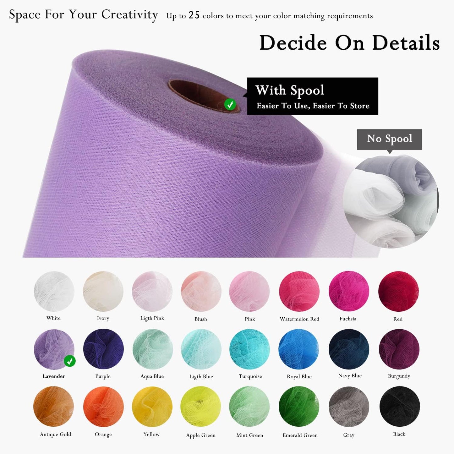 Lavender Tulle Fabric Rolls 54 Inch by 40 Yards Tulle Bolt Spool for Wedding Decorations DIY Tutu Baby Shower Table Skirt Ceiling Decor Birthday Party Craft Supplies