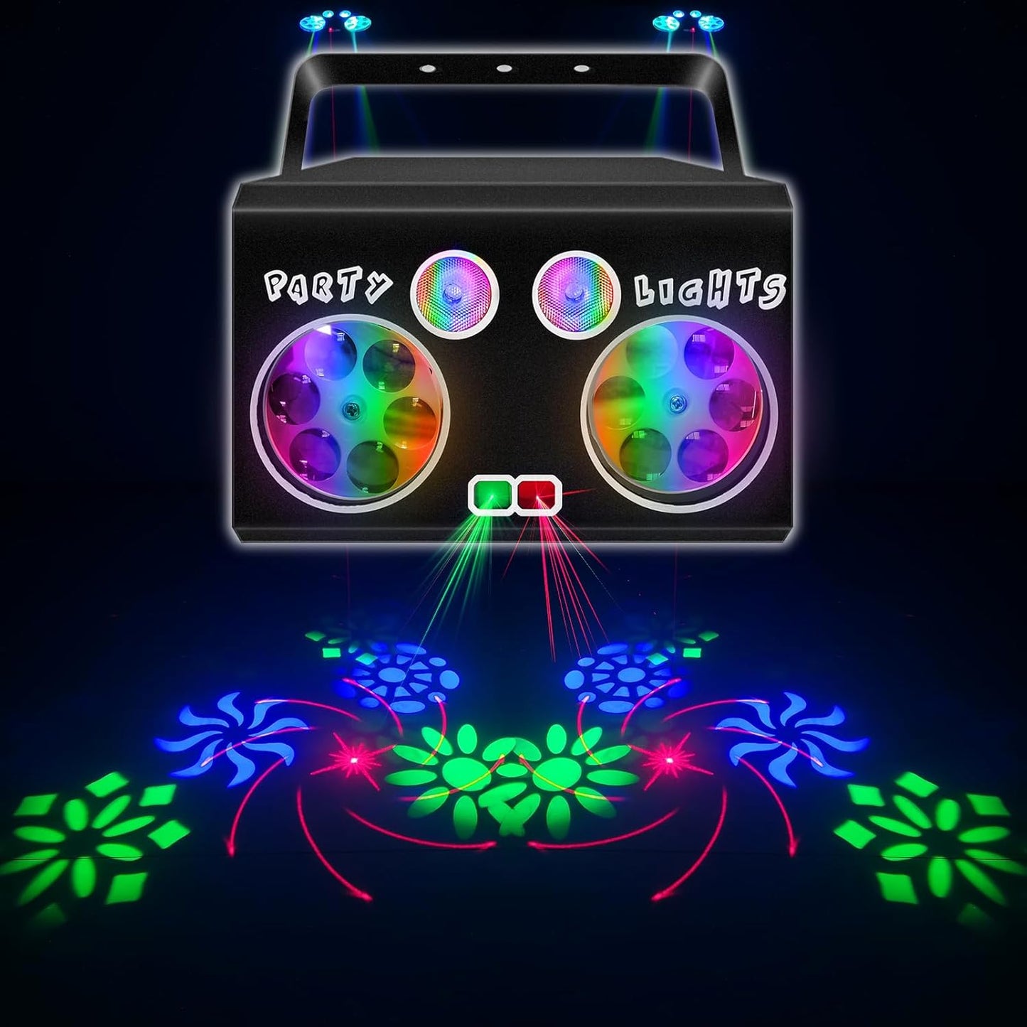 LED Patterns Stage Ligths, Party Lights Dj Disco Lights with Remote & DMX Controlled, Sound Activated Strobe Patterns for Party or Event, Game Dances, Karaoke Light (8.7"x6.3"x7.5")