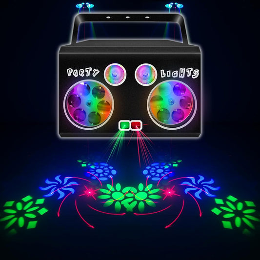 LED Patterns Stage Ligths, Party Lights Dj Disco Lights with Remote & DMX Controlled, Sound Activated Strobe Patterns for Party or Event, Game Dances, Karaoke Light (8.7"x6.3"x7.5")