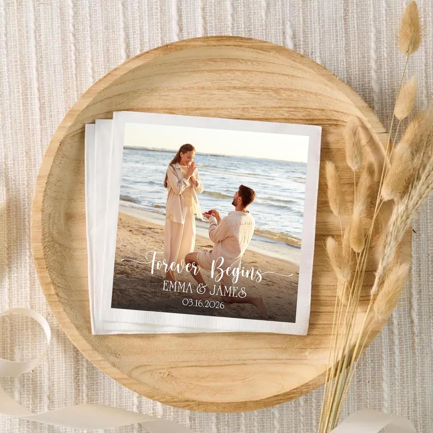 Personalized Custom Napkins: 50 Personalized Printed Napkins, 3 Ply, Custom Cocktail Napkins - Imprinted with Your Logo, Photo or Any Design You Want (white)