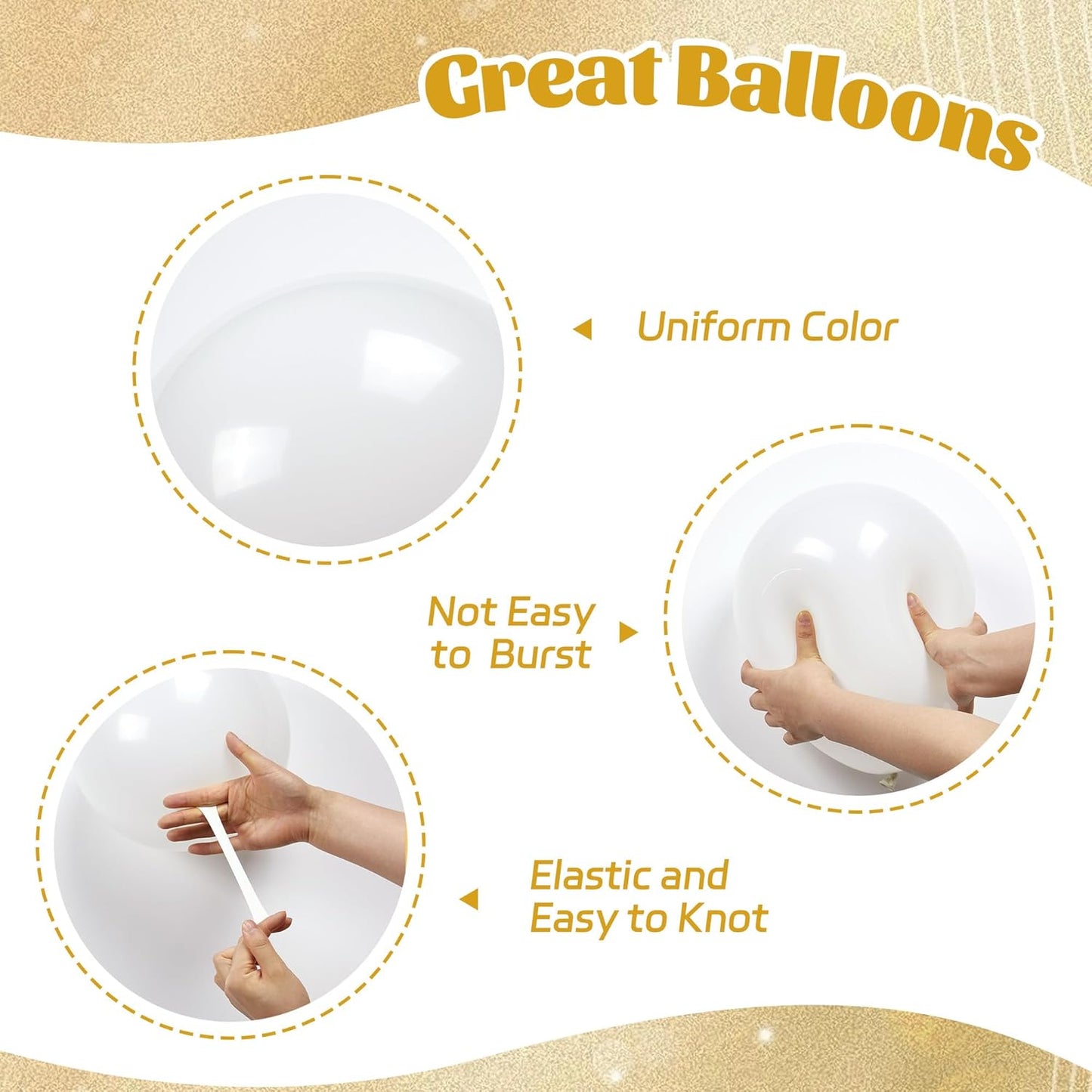 60pcs Gold and White Balloons 12inch, White and Gold Balloons with Metallic Gold Confetti Balloons for Graduation Wedding Engagement Birthday Party Decorations