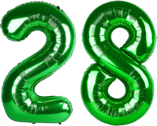Green Foil Number 28 82 Balloon 40 Inch, Helium Mylar 28 82 Numbers Birthday Balloons, 28 82 green Women Men Anniversary Graduations Party Supplies