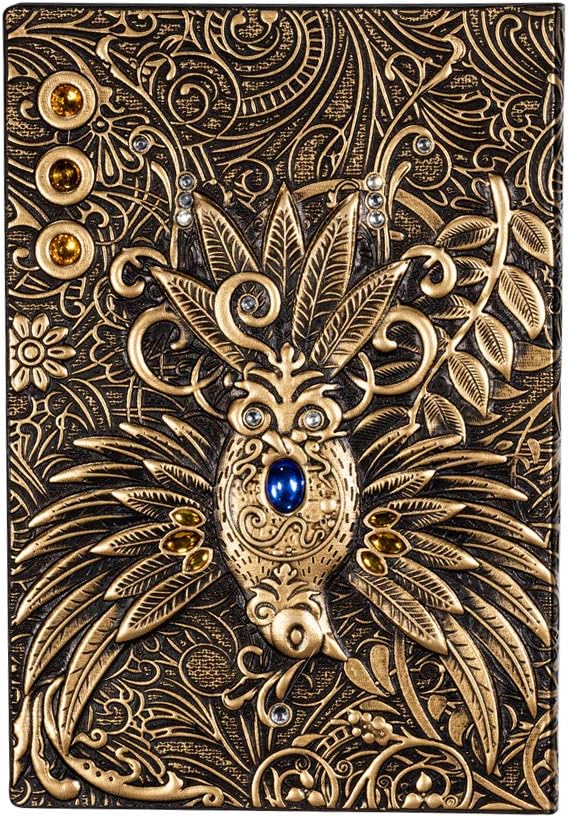 molshine A5 (5.5" x 8.3") Embossed Journals Vintage Notebook,Retro Leather Bronze Diary,100 Sheets Paper,Hardcover Travel Notepad for Writing,Sketchbook,Collection,Gift,Decoration, Phoenix(Bronzed)