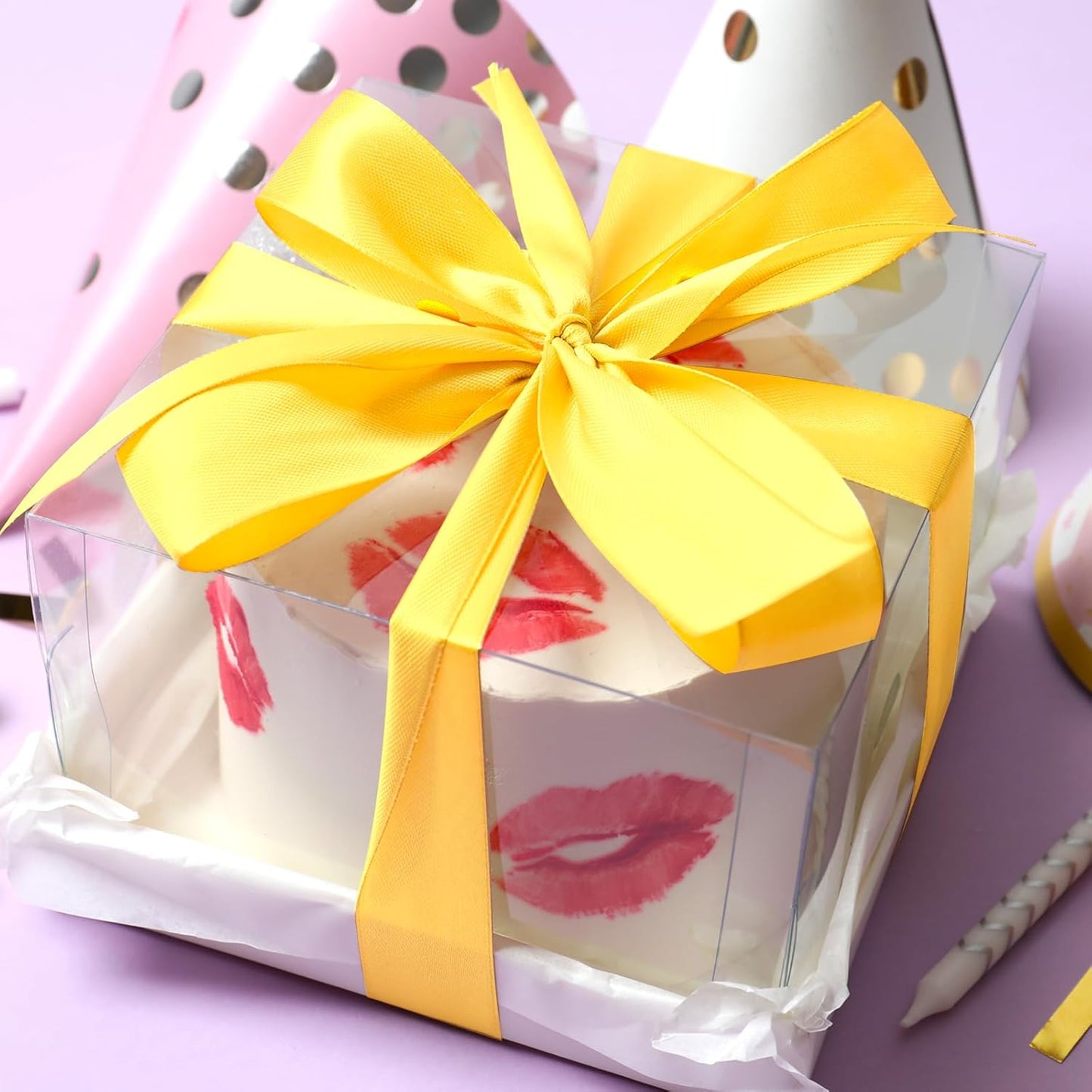 NESCCI 100 Yards Ribbon,1-1/2 Inch Yellow Satin Ribbon,Single Face Satin Ribbons,Perfect for Gift Wrapping,Wedding Decoration,Handmade Bows,Wrapping Bouquet, Halloween, Christmas