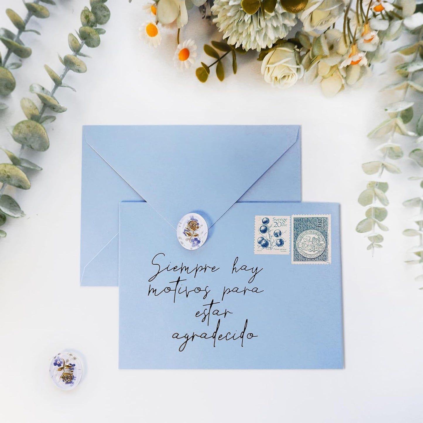 50 Pack 5x7 Envelopes Letter Size, Blue A7 Envelopes Self Seal for Wedding Invitation, Envelope 5.4x7.6 for Greeting Cards, Photos, Baby Shower, Graduation, Thank You Cards, Announcements