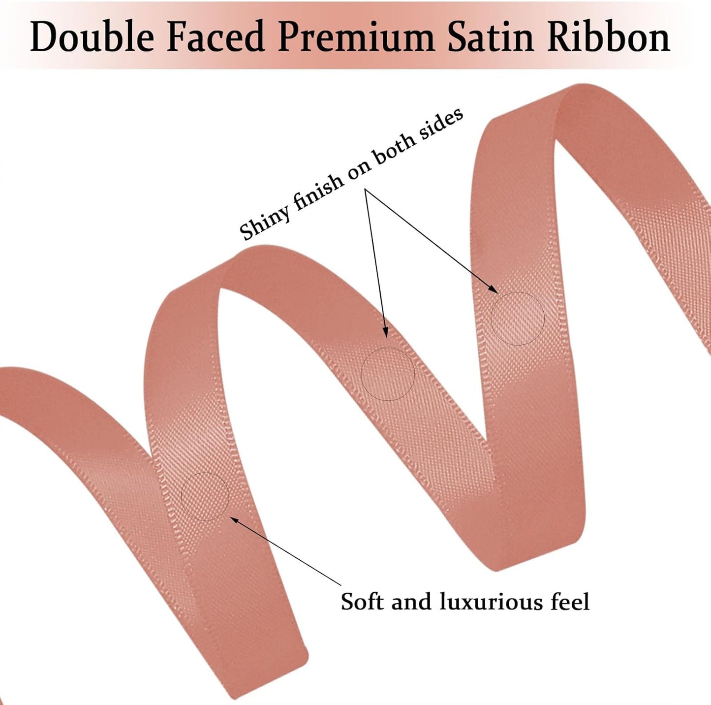 Rose Pink Satin Ribbon Double Faced Satin 1/2 inch x 55 Yards Polyester Ribbon for Gift Wrapping Crafts Wedding Decoration Bows Ornaments Party Bouquet Floral Arrangement