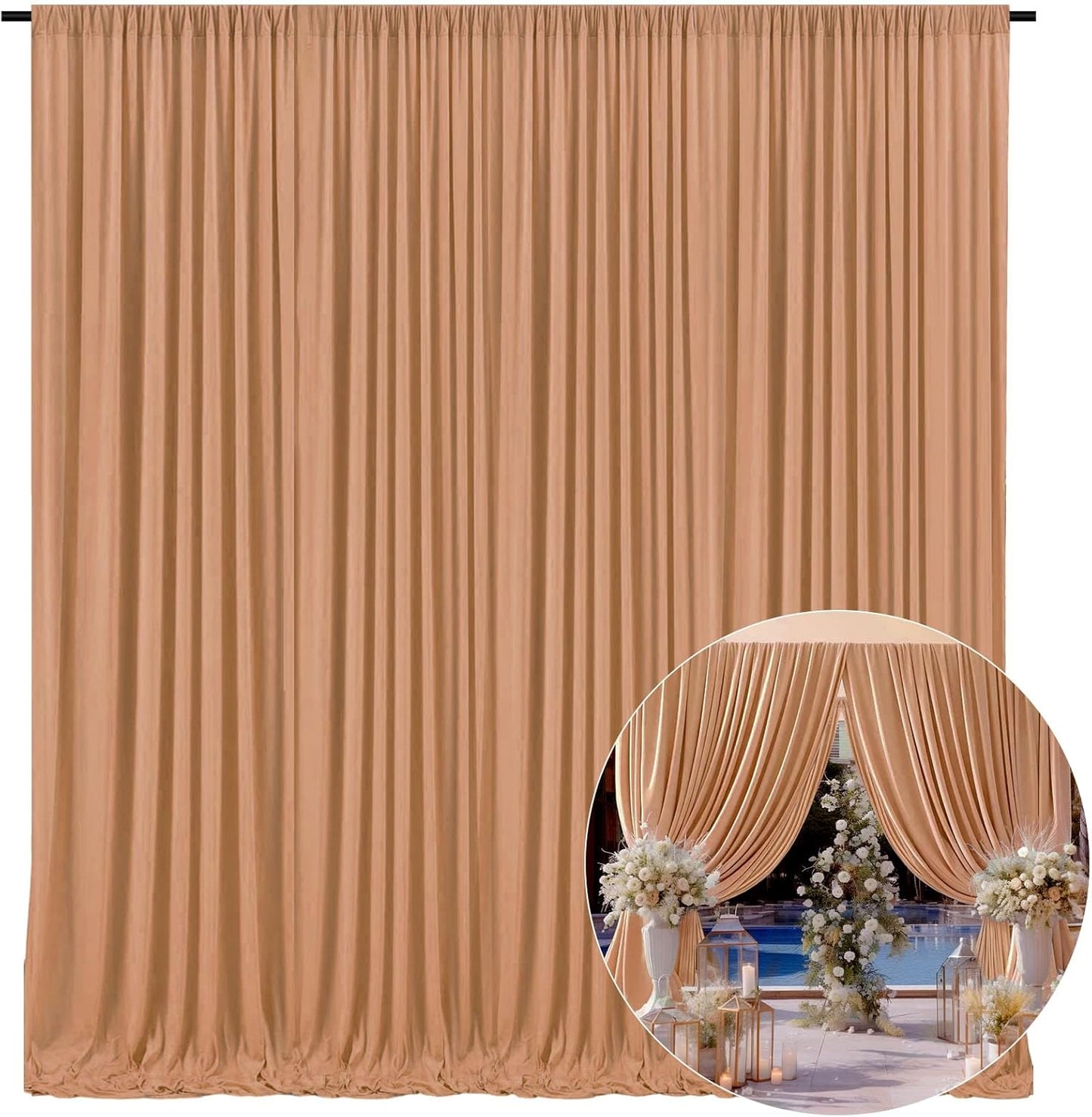 10 x 7 Feet Khaki Backdrop Curtain for Partie, Background Curtains for Photoshoot, Birthday, Wedding, Halloween, Thanksgiving, Christmas Day, New Year Party Decorations 5Ft x 7Ft, 2 Panels