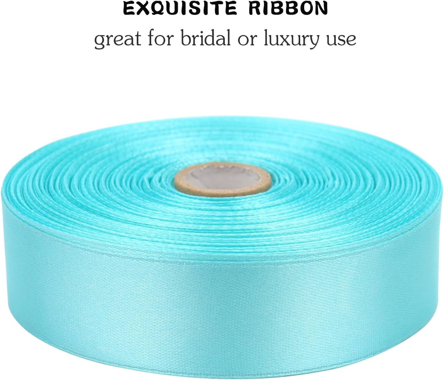 Lake Blue Solid Satin Ribbon 1 Inch 50 Yards Solid Polyester Fabric Ribbon for Gift Wrapping Wedding Christmas Baby Shower Birthday Party Decoration Handmade Immortal Flower Craft